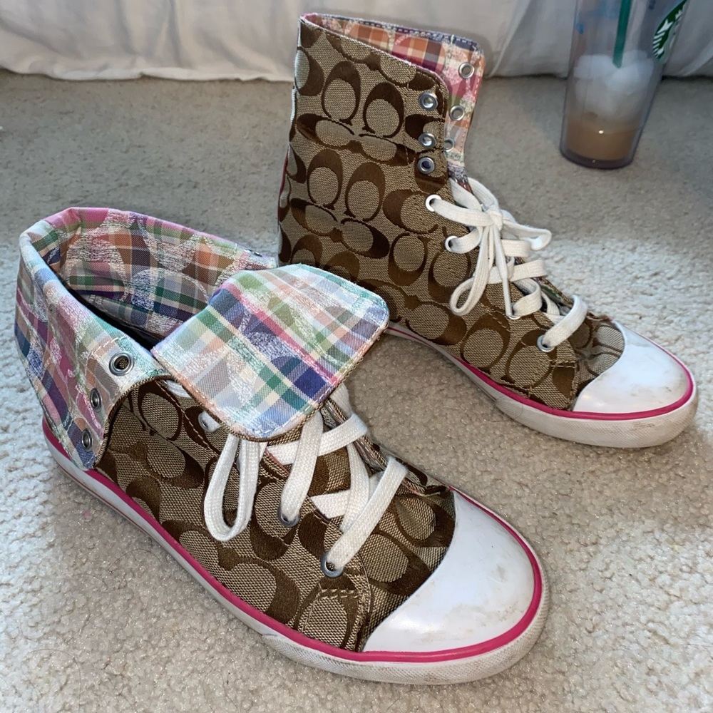 Coach high top/fold over sneakers
